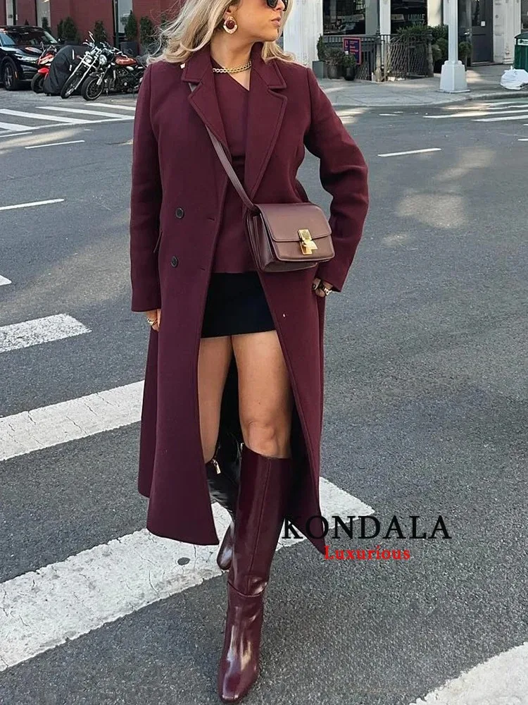 

KONDALA Vintage Casual Chic Solid Women Jackets Turn-down Collar Long Sleeve Coats New Fashion 2024 Autumn Winter Jacket Outwear
