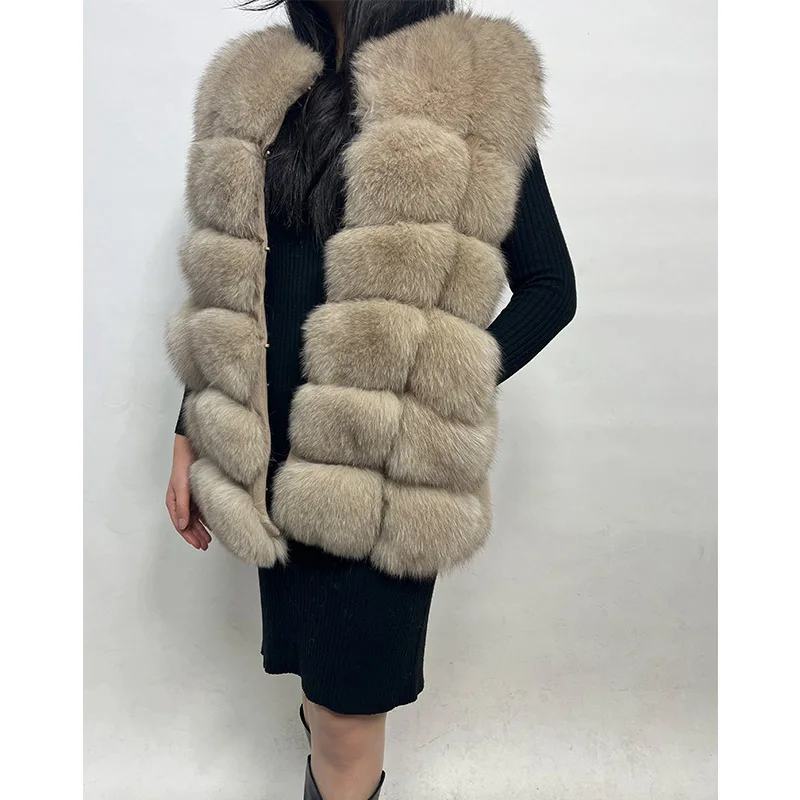 Maomaokong Natuurlijke Wasbeer Echt Bont Jas Dames Vest Bont Mid-Lengte Winter Warm Echte Bontjas Luxe Vrouwen Jas top Vest