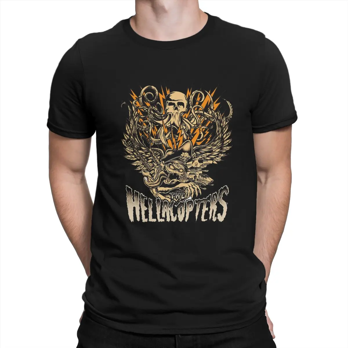 Hellacopters Creative TShirt for Men Camiseta Round Neck Basic T Shirt Distinctive Gift Clothes Streetwear