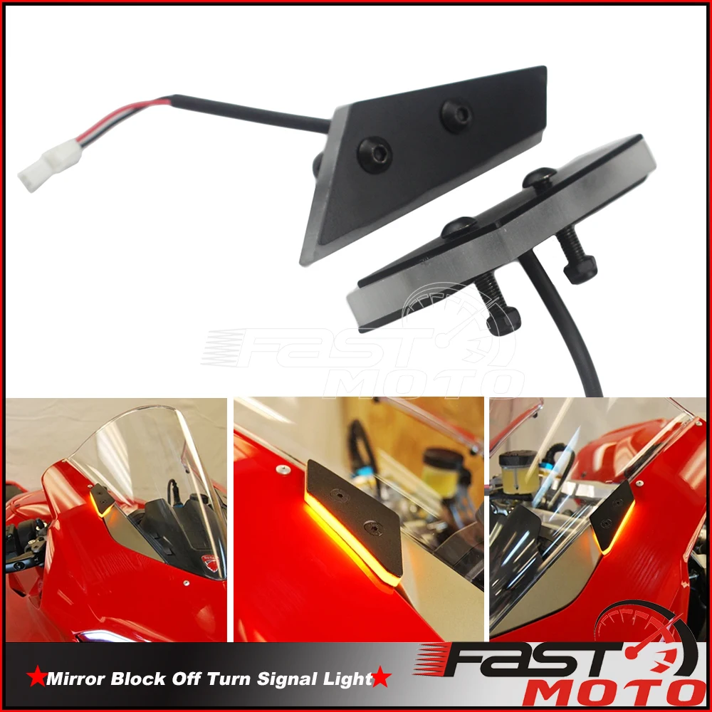 

For Ducati Panigale V4 V4R V4S V4 Speciale Front Turn Signal Light Mirror Block Off LED Turn Signals Blinker Flasher Flush Mount