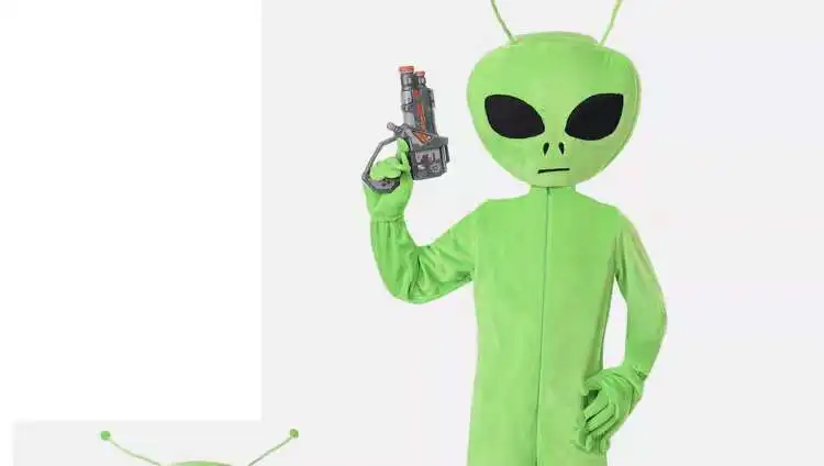 Pertemuan Tahunan Pesta Pertunjukan Panggung Karnaval Halloween Pakaian Alien Keren Anak-anak Dewasa