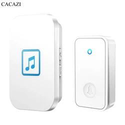 CACAZI Smart Self-powered Waterproof Wireless Doorbell 60 Chimes 150M Remote Smart Door Bell Chime EU UK US Plug Optional