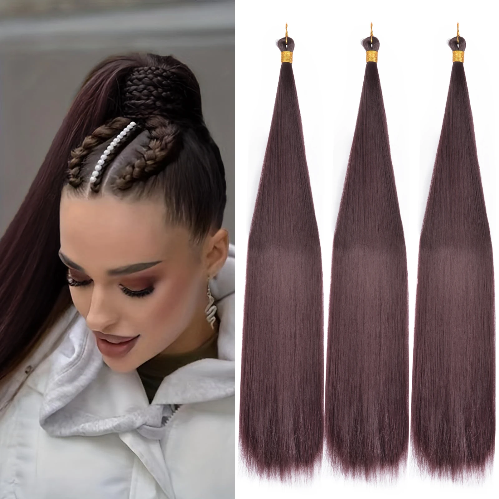 

Омбре Коричневые Вязаные Крючком Наращивание Волос Для Женщин Синтетические Ариэль Прямые Пучки Волос Пони Вязание Крючком Косы Плетение Волос