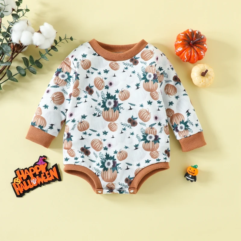 Bebê recém-nascido menino menina bonito dos desenhos animados animal impressão manga longa macacão em torno do pescoço casual bodysuit para bebês