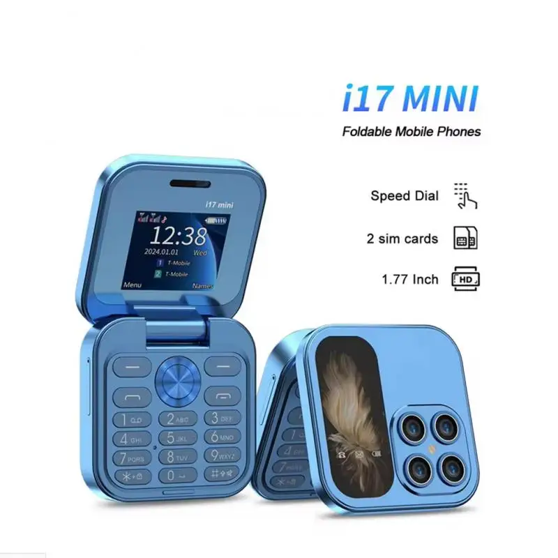 Small Foldable Mobile Phone Auto Call Record Speed Dial Dual SIM Card High Definition Rear Camera Flip Telephones Cellphones