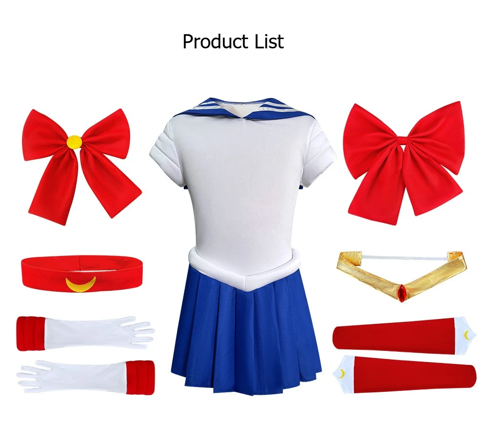 أنيمي بحار تأثيري حلي القمر Tsukino Usagi موحدة بحار فستان بتصميم بدلة مجموعة للنساء الرجال هالوين أزياء تنكرية وتتسابق