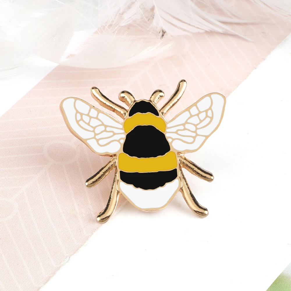 Cartoon Design Insect Brooch Cute Little Bee Metal Lapel Pins Girls Kids Enamel Pin Shirt Backpack Custom Badge Accessories Gift image 3