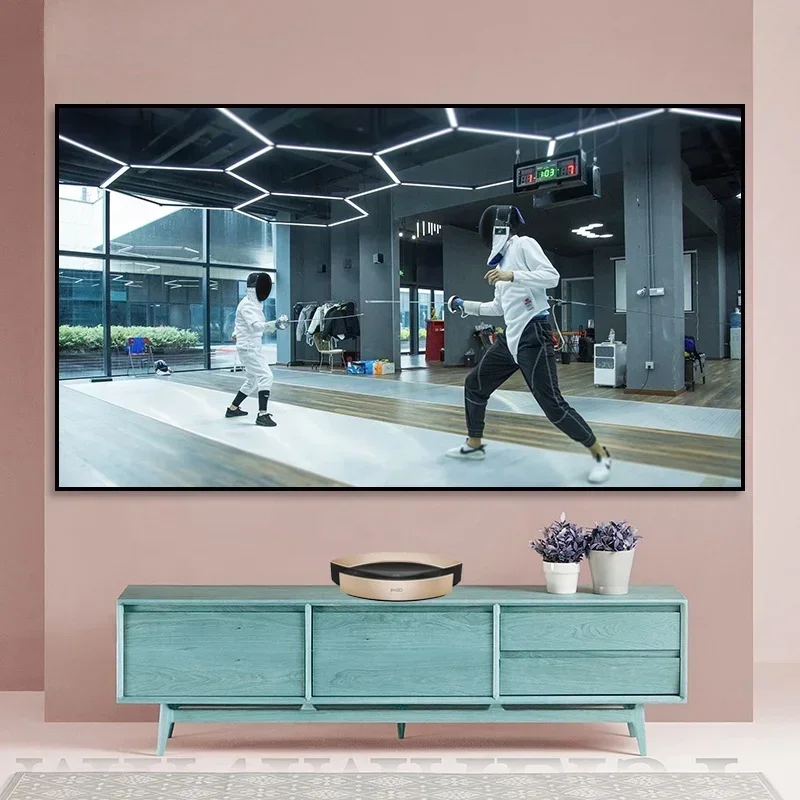 

80 100 120 inch Ultra short throw ambient light rejecting PET crystal screen UST ALR fixed frame projector screen