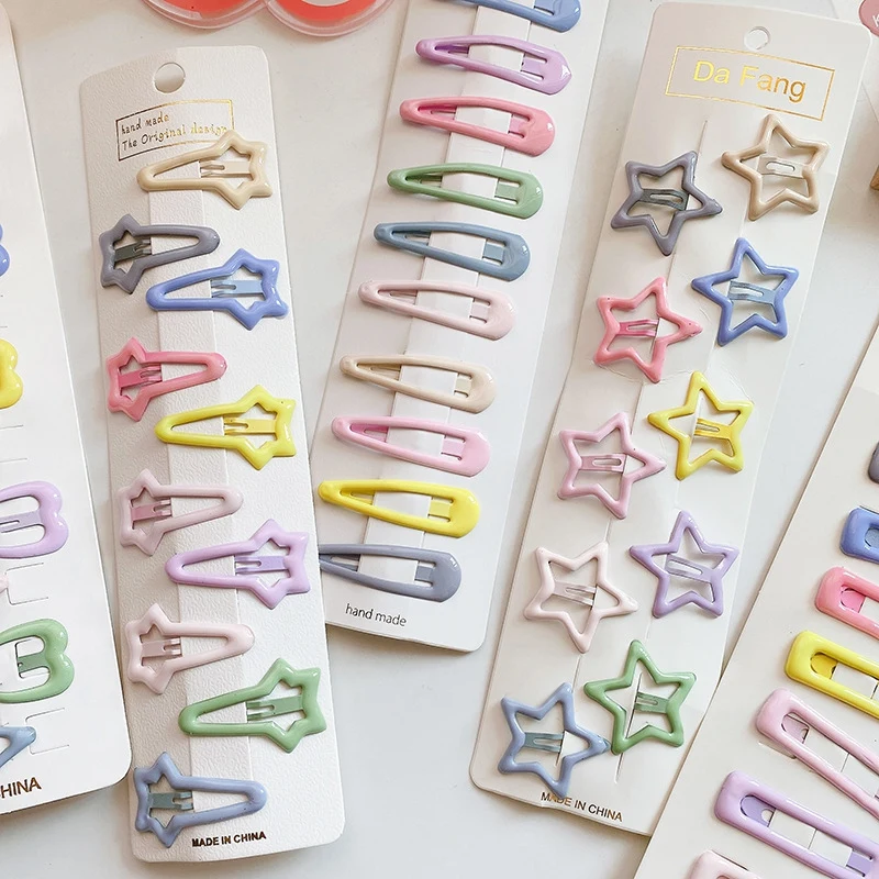 10Pcs/Set 5cm Snap Hair Clips BB Hairpin Candy Color Metal Barrettes for Baby Children Women Girls Styling Hair Accessories