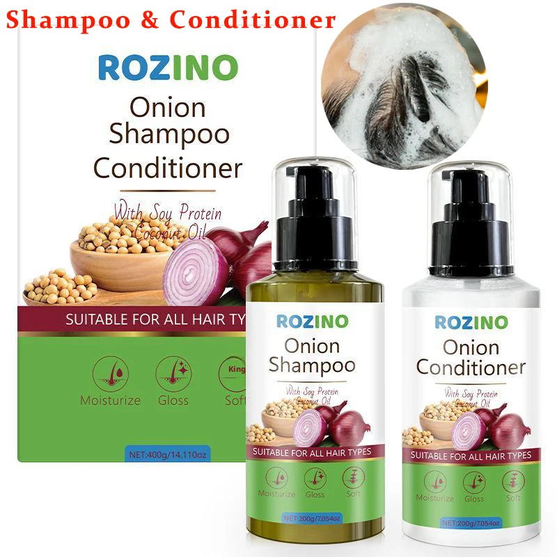 

200ml*2pcs Onion Rosemary Shampoo Set Nourishes Hair Roots Restores Hair Luster Improves Hair Care Cleanliness