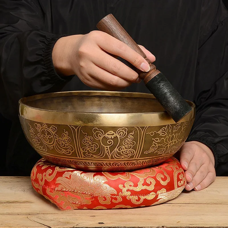 Brass Sound Large Copper Tibetan Singing Bowl Handmade Alchemy Singing Bowl Bell Meditation Cuencos Percussion Instruments