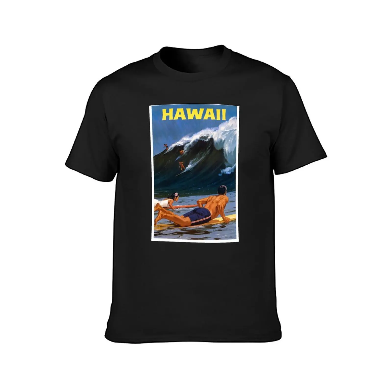 Hawaii Vintage Travel Poster Restored T-Shirt quick drying cute tops summer clothes Blouse plain white t shirts men