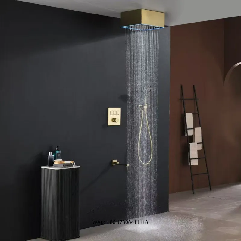 

Conceal Installation Thermostat Shower LED Rainfall Set Led 3 Ways Bathroom Shower System Bathroom Faucet Shower