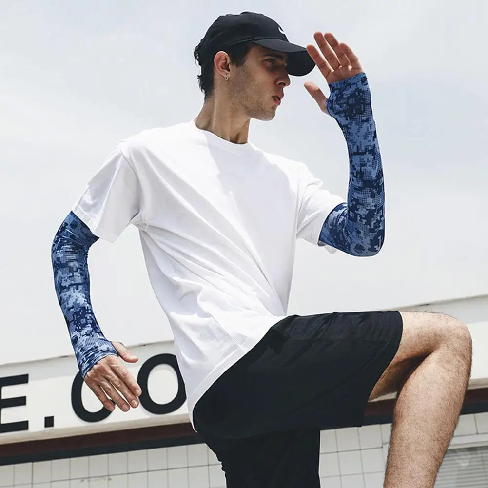 Uv Solar Arm Sleeve Men Camouflage Ice Silk Long Sleeve Summer Men's Arm Outdoor Cover Sun-protective Cycling Sports Fishin O7N2