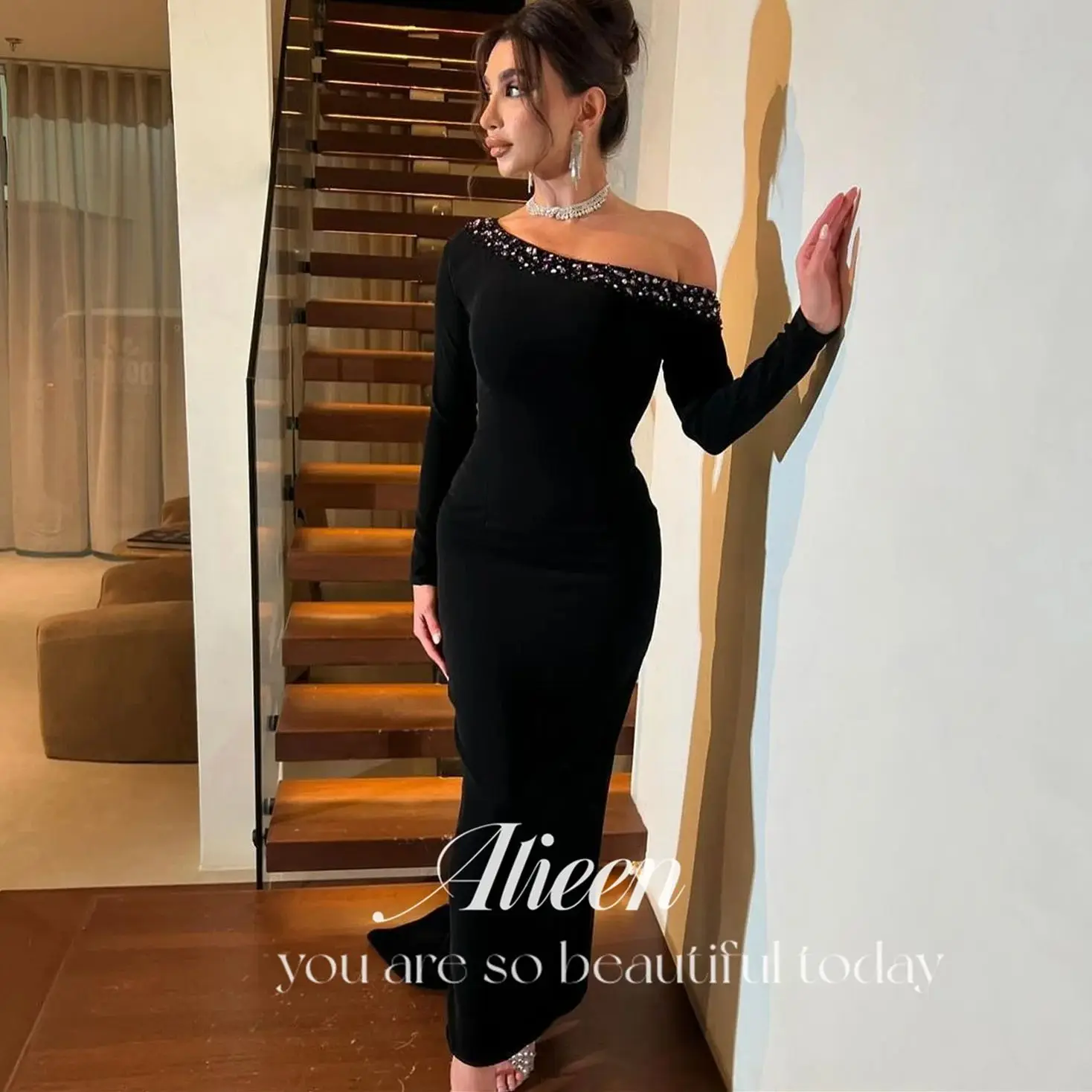 

Aileen Black Luxurious Women's Evening Dresses for Formal Occasions Customized Long Elegant Evening Dresses Woman 2024 Stone