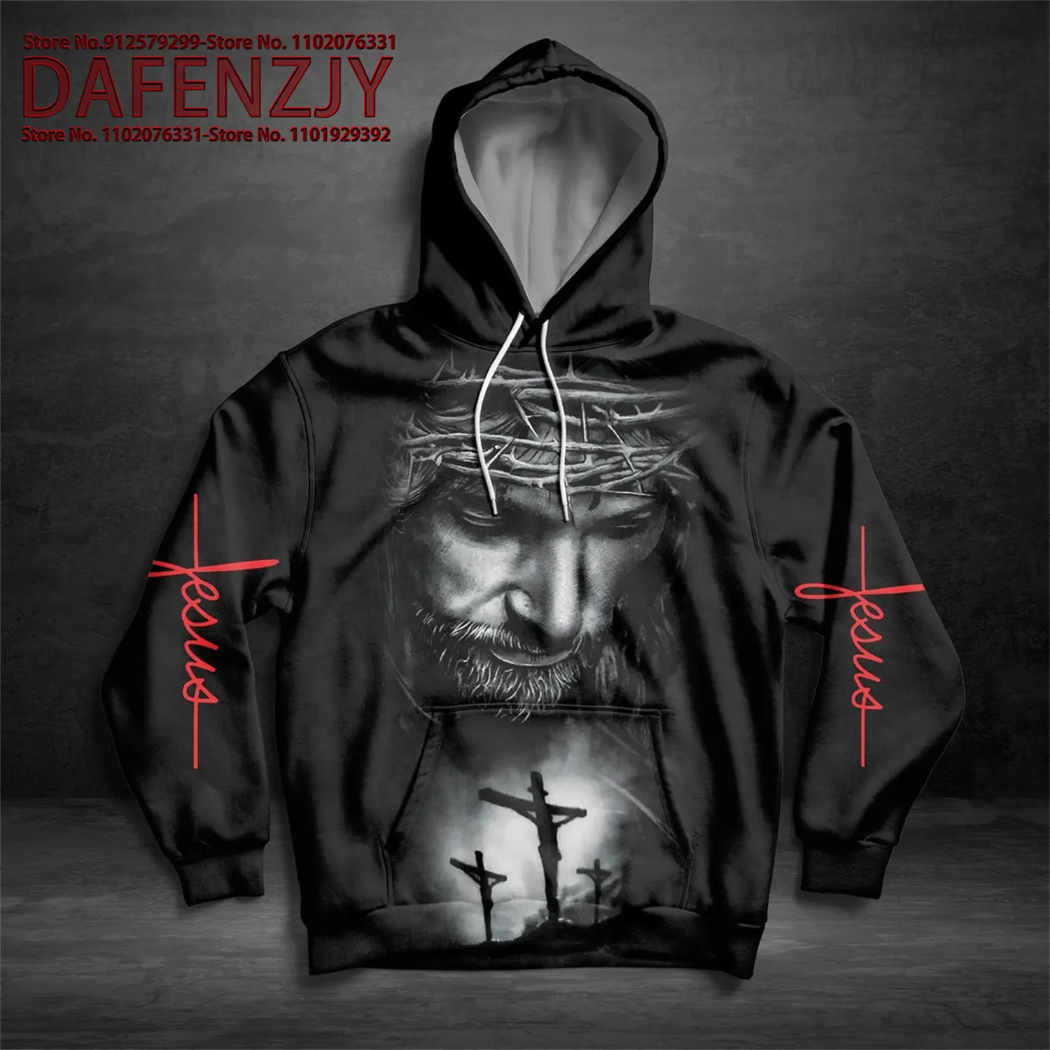 Sudadera con capucha cristiana para hombre, suéter Unisex de manga larga con estampado 3D de la cruz de jesús, informal, nueva moda