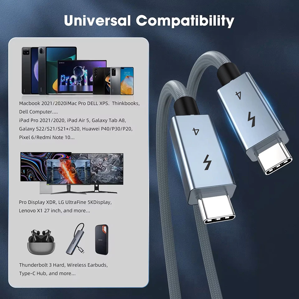 UGOURD USB-C Thunderbolt 4 40Gbps USB4 Kabel USB Typ C zu C 240W Schnellladekabel Thunderbolt3 für EGPU SSD iPad MacBook Air – Detail 9