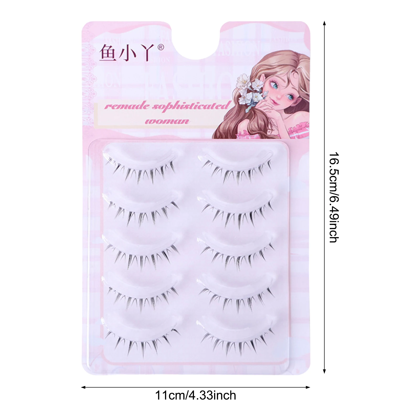 Natural Fake Lashes full strip 5 Pairs 4-6mm botton lash Mixed Length C Curl Black False Eyelashes korean style For Daily Makeup