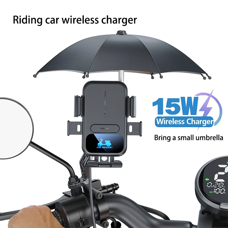 

Motorcycle Accessories Wireless Charger Mobile Phone Holder Waterproof Sunshade Shockproof Bike Wireless Phone Charger Mount