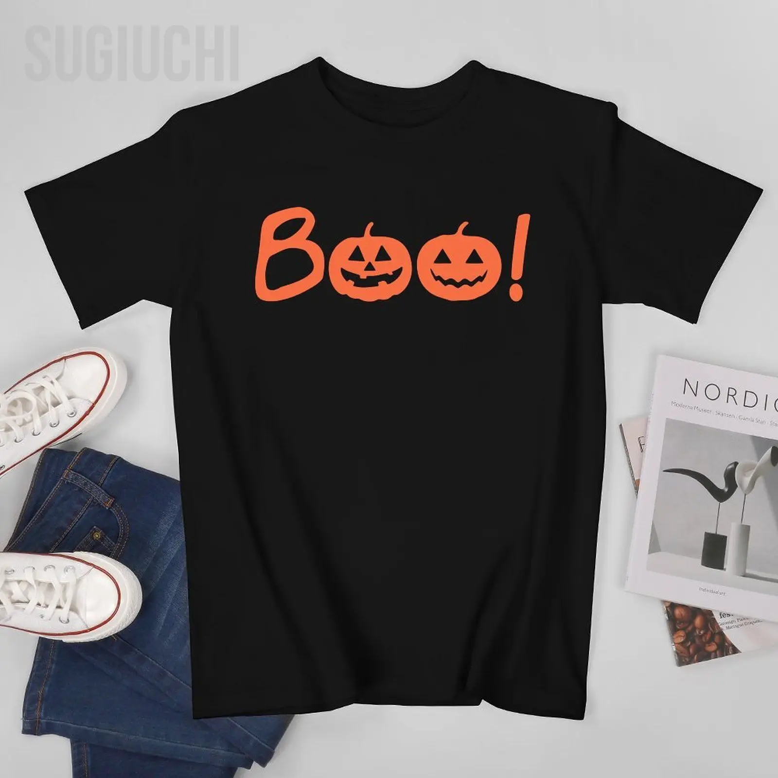 Unisex Men Halloween Boo Trick Or Treat Funny Pumpkin Tshirt Tees O-neck T Shirts Women Boys 100% Cotton T-Shirt