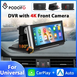 Podofo 6.86'' Android Car Monitor 4K Front Camera Carplay Android Auto Multimedia Player Airplay Mirror Cast 180° Fold Dashboard