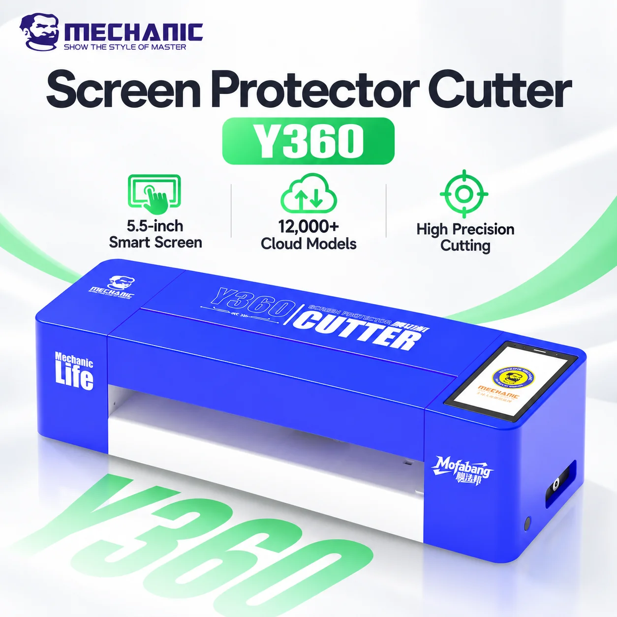 MECHANIC Y360 Screen Protector Cutting Machine 5.5-Inch Touchscreen WiFi Cloud Data Film Cutter for Phone Tablet Smartwatch