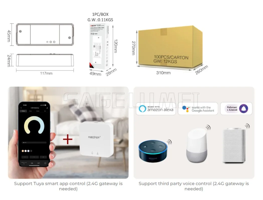 المنزل الذكي يعتم MiBoxer TRI-C1WR/-PW/-PR 500W AC Triac Dimmer – WiFi/2.4 جيجا هرتز نطاق 30 متر أليكسا لأضواء AC100V-240V #6