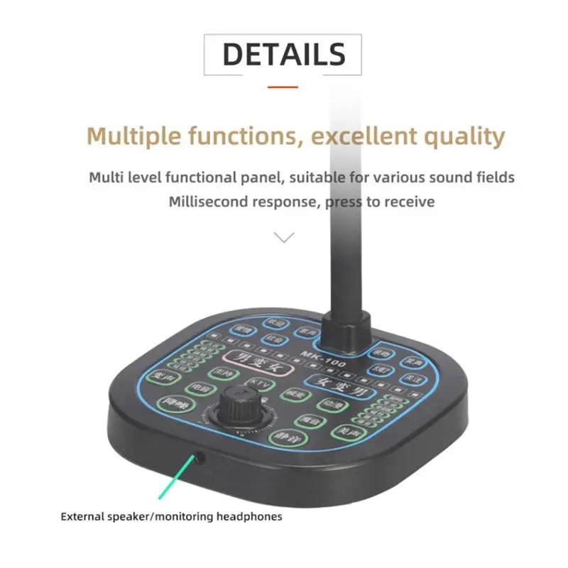 A98Z Sound Card Voice Changer Live Voice Card Voice Changer One-Click Mute Desktop Microphone