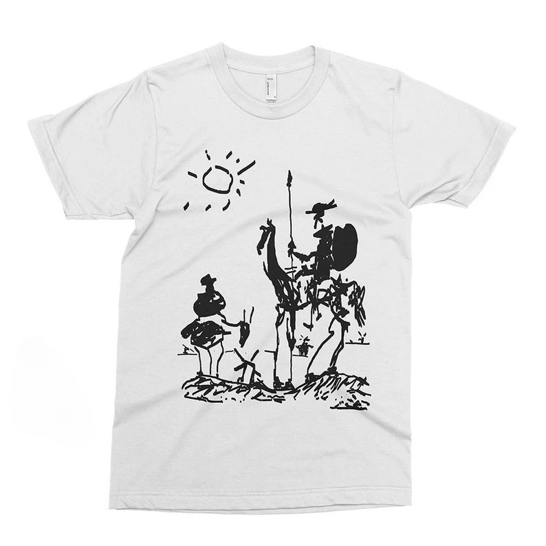 Camiseta Don Quijote Pablo Picasso boceto de arte Salvador Dalí Van Gogh Matisse Mondrian Braque estética calle camisetas de manga corta