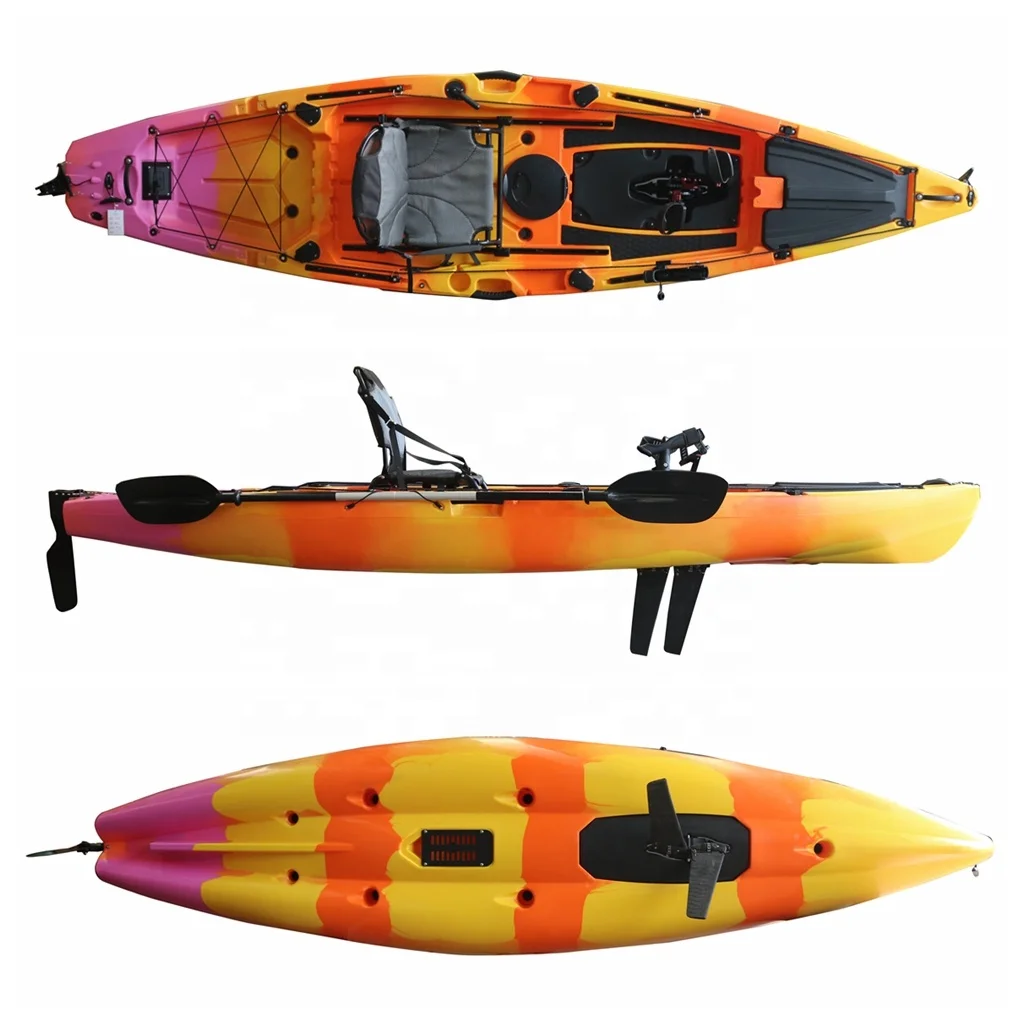 12 Ft Fishing Pedal Kayak/Cano for Sea Ocean Touring 4m Length for Rivers with Fishing Rod Holder