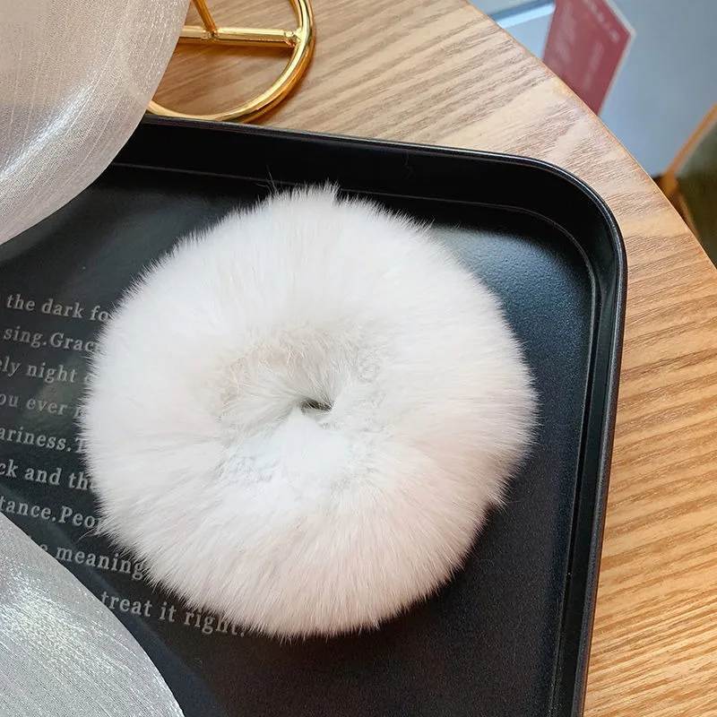 1Pcs Rabbit Plush Large Intestine Hair Ring, High Grade, Ponytail Tie Hair Rope, Internet Red Style, Cute Hair Accessories view 5