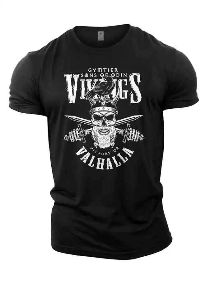 Summer New Valhalla Print T-shirt 3D Men\'s Fitness Sport Tough Guy Style Tee Shirt Fashion Gymtier High Quality Short Sleeve Top