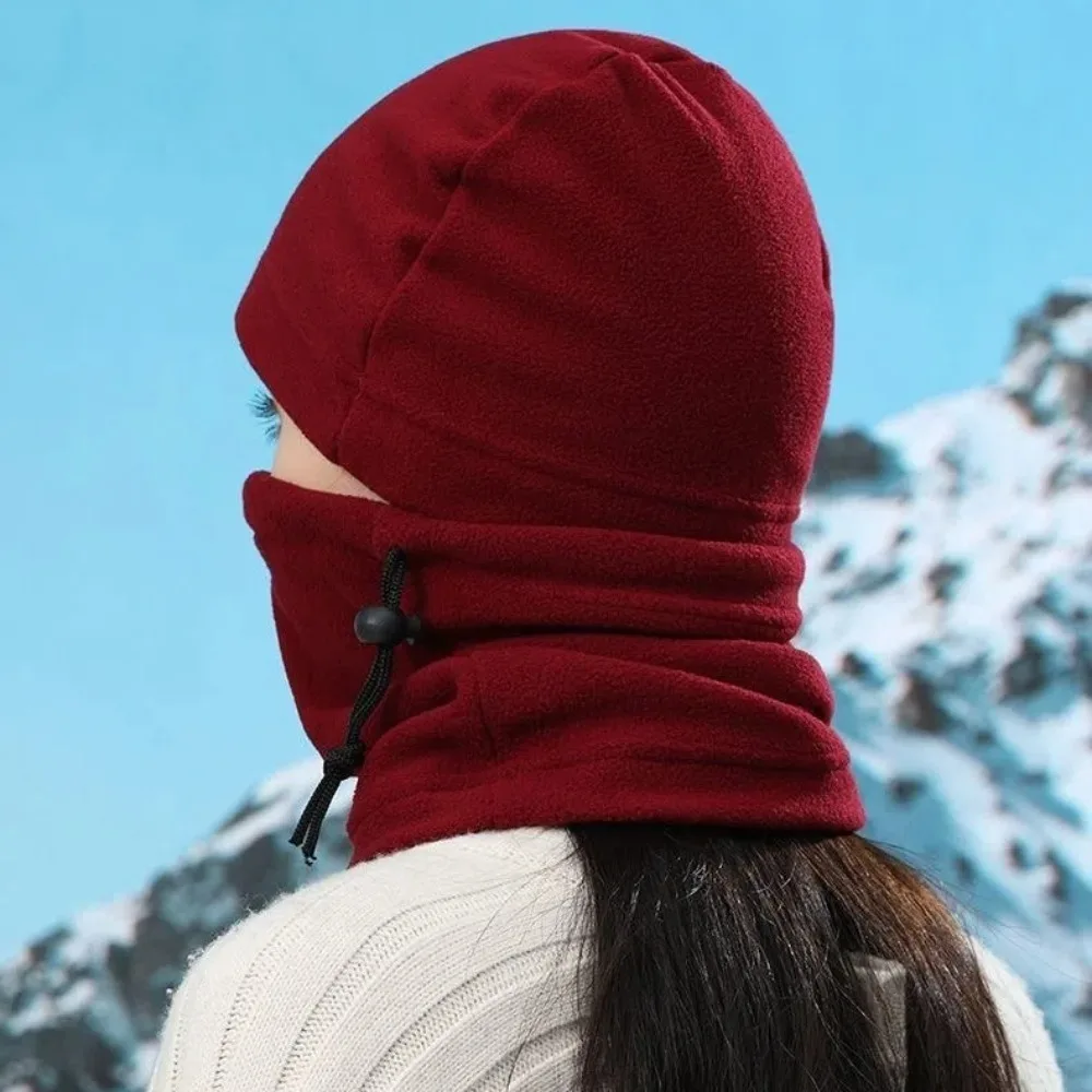 غطاء وجه دافئ من الصوف وشاح قبعة صوف ناعم مقاوم للبرودة قبعة بيني مقاومة للرياح برباط للرقبة شتاء دافئ #5