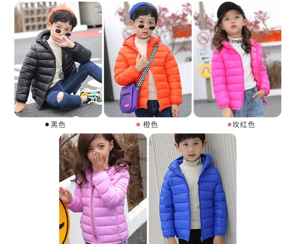 Kinder-Daunenjacke für Jungen und Mädchen für Herbst und Winter, leichte, einfarbige, warme Jacke mit Reißverschluss und Kapuze, Größe 3-14 Jahre. – Detail 19