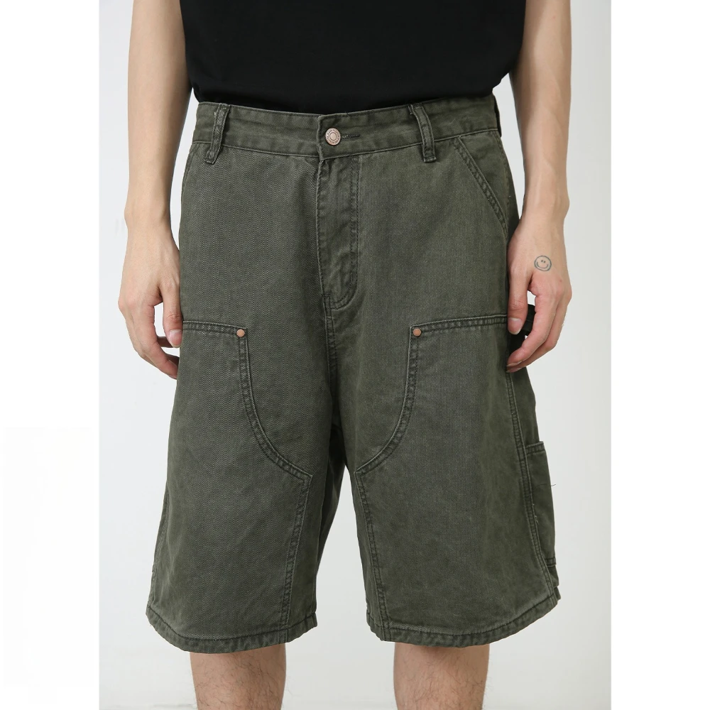 Y2k Men’s Jeans Cowboy Japanese Vintage Cargo Pants Shorts Multi-Pocket Short Work Pants Cargo Shorts Men джинсы с вышивкой