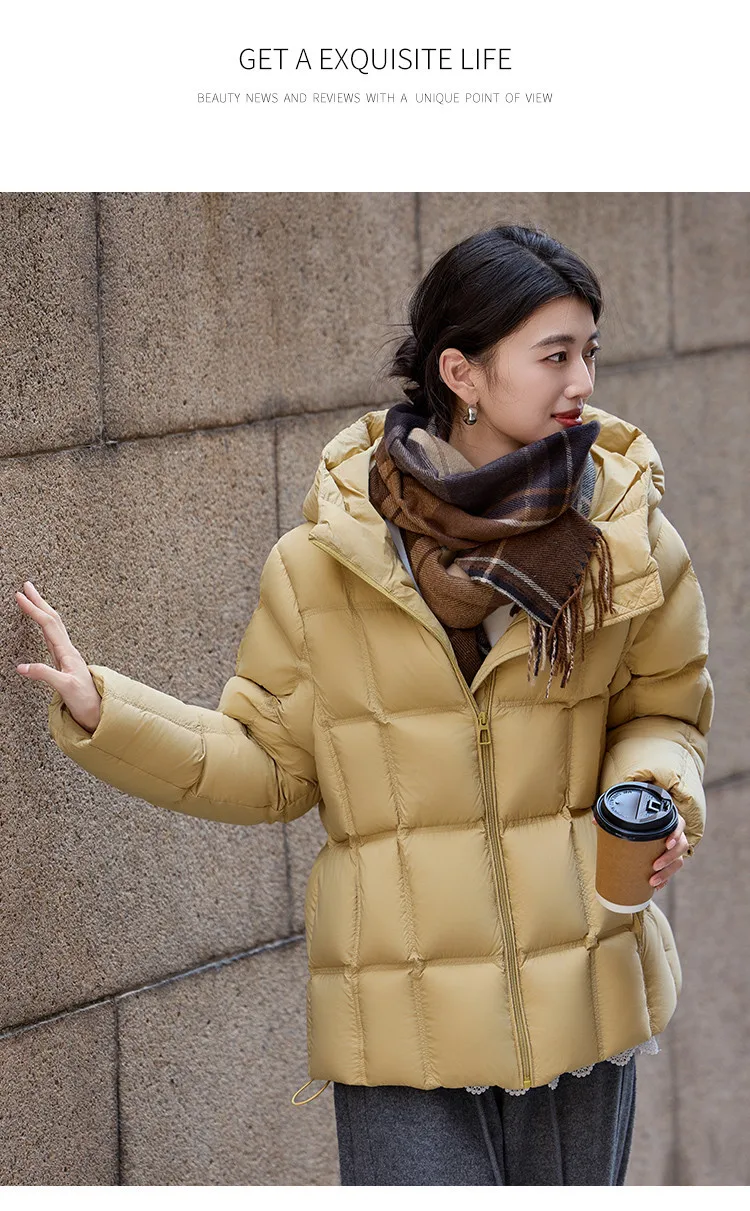 LOUISYAO 90% Duck Down Three Proof Jacket Women 2025 Winter Minimalist Hooded Thickened Premium Warm Outerwear Coat