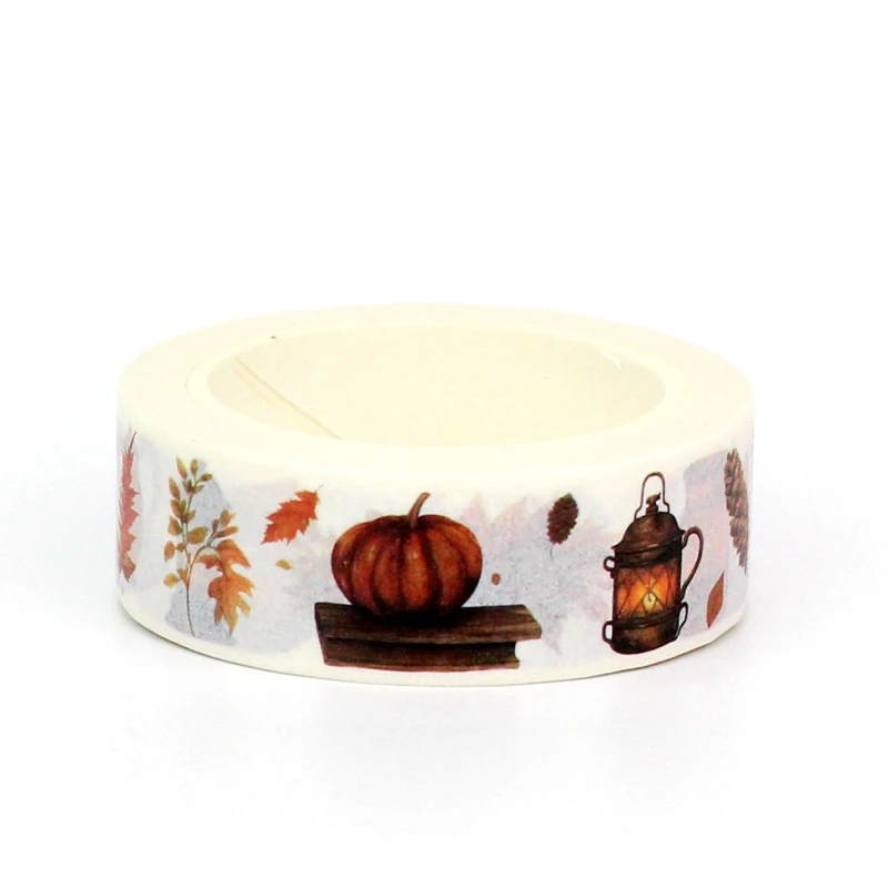 NEW 1X 10M Deco Vintage Candle Cup Pumpkin Fall Washi Tape for Scrapbooking Planner Adhesive Masking Tape Kawaii Papeleria