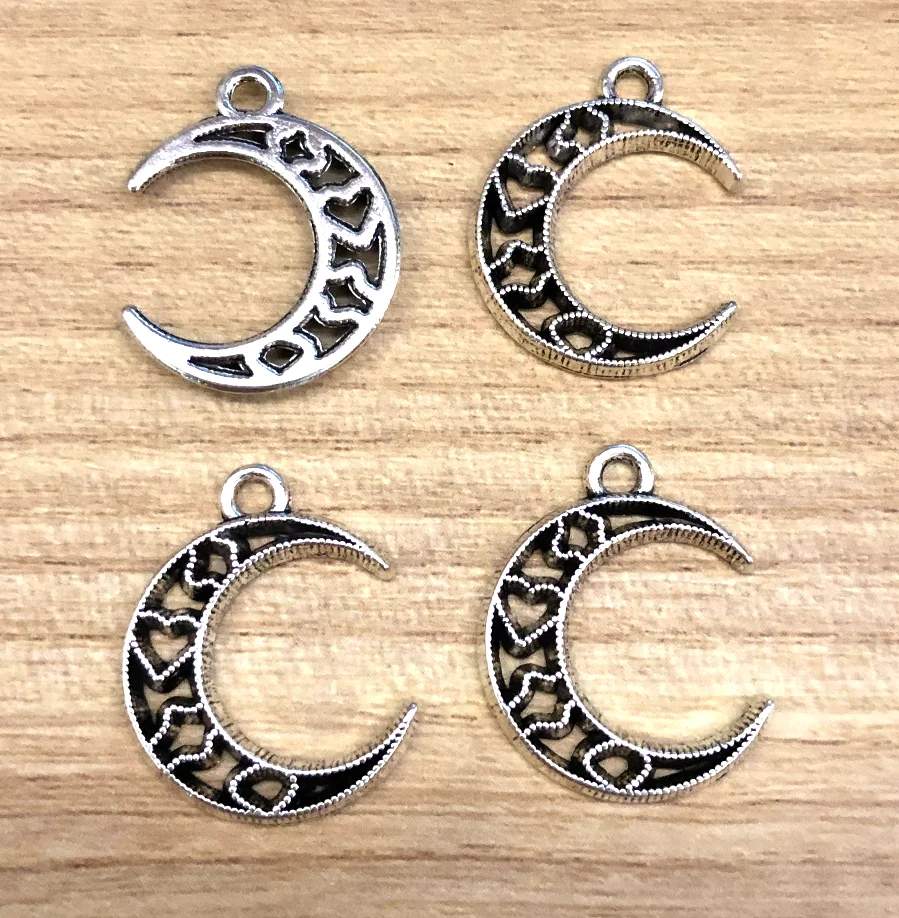 20pcs  22*17mm  heart moon shaped hollow charms HW3889 handmade accessories Zinc alloy metal