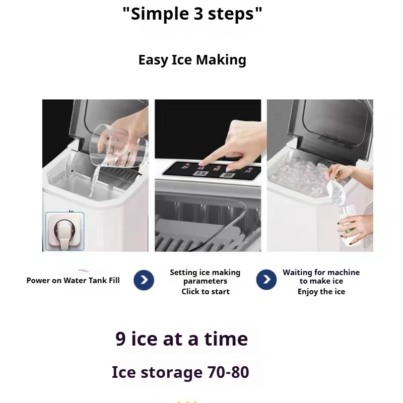 Ice Maker Commercial 15KG Home Small Dormitory Student Mini Fully Automatic Small Ice Cube Outdoor Making Machine