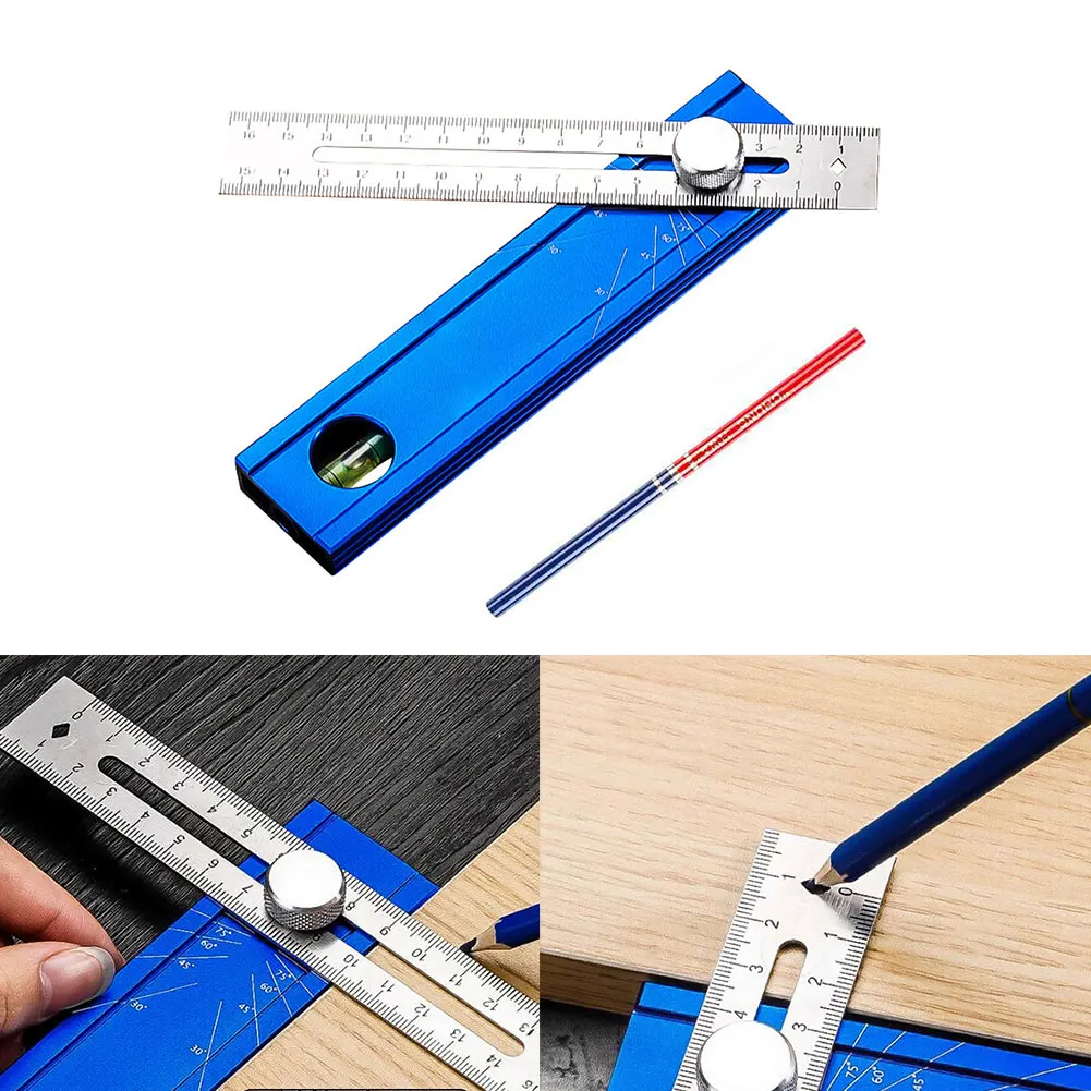 Adjustable Positioning Marking Protractor Tool Multi-Angle Marking Ruler Aluminum Alloy Measuring Ruler Scribing Protractor Tool