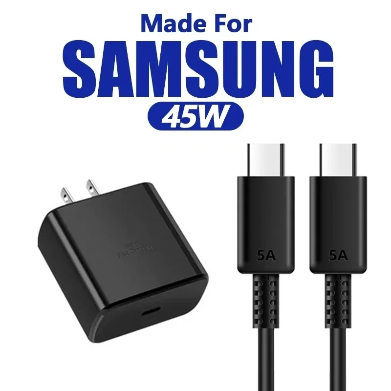 5A 45W PD USB-C Schnellladegerät für Samsung S22 S23 S24 Note 20 A14 A15 A25 A52 A53 A54 Typ C Superschnelles Ladekabel 1m 1,5m 2m