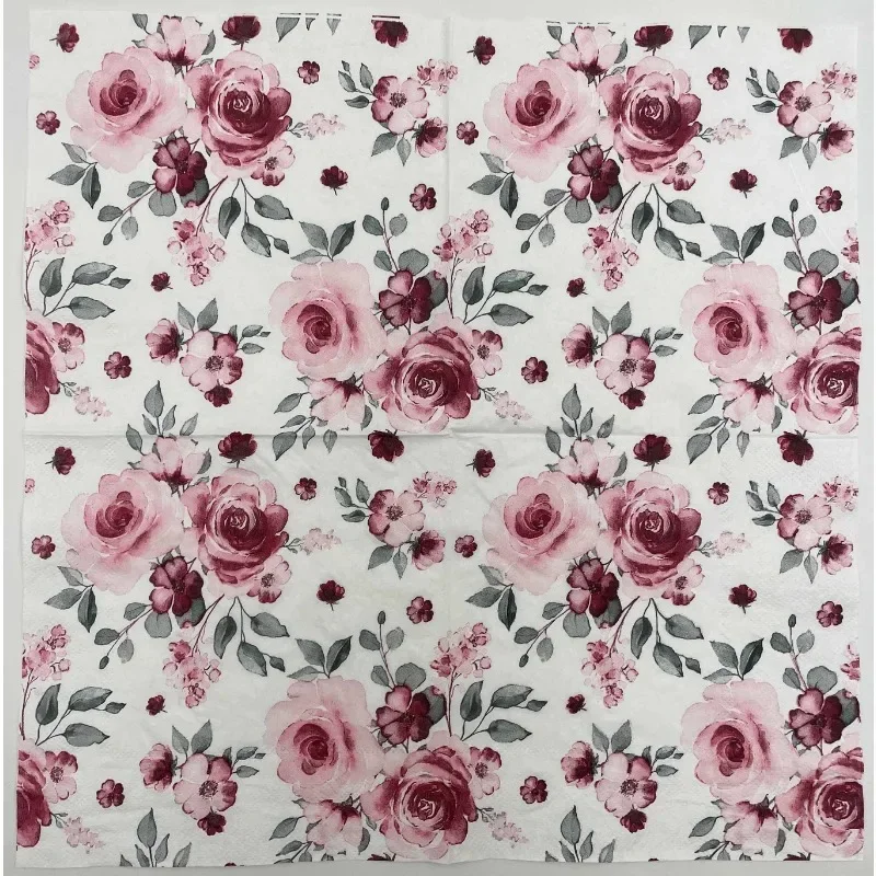 Colourful Printed Napkins Red Flower Wedding Paper Wine Glass Flower Paper Party Restaurant Paper Placemats 20pcs/pac 2-ply 33cm