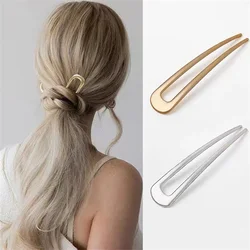 Horquillas simples en forma de U para el cabello para mujeres y niñas, palillos para el cabello, accesorios para peinados de novia, pasadores de horquillas de Metal dorado plateado