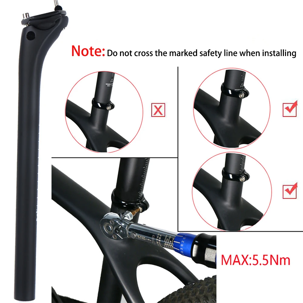 Neue Carbon-Sattelstütze für Mountainbikes, Rennrad-Sattelstütze, versetzte Sattelstütze, 20 Fahrradteile, 25,4/27,2/30,9/31,6*350/400/450mm – Detail 10