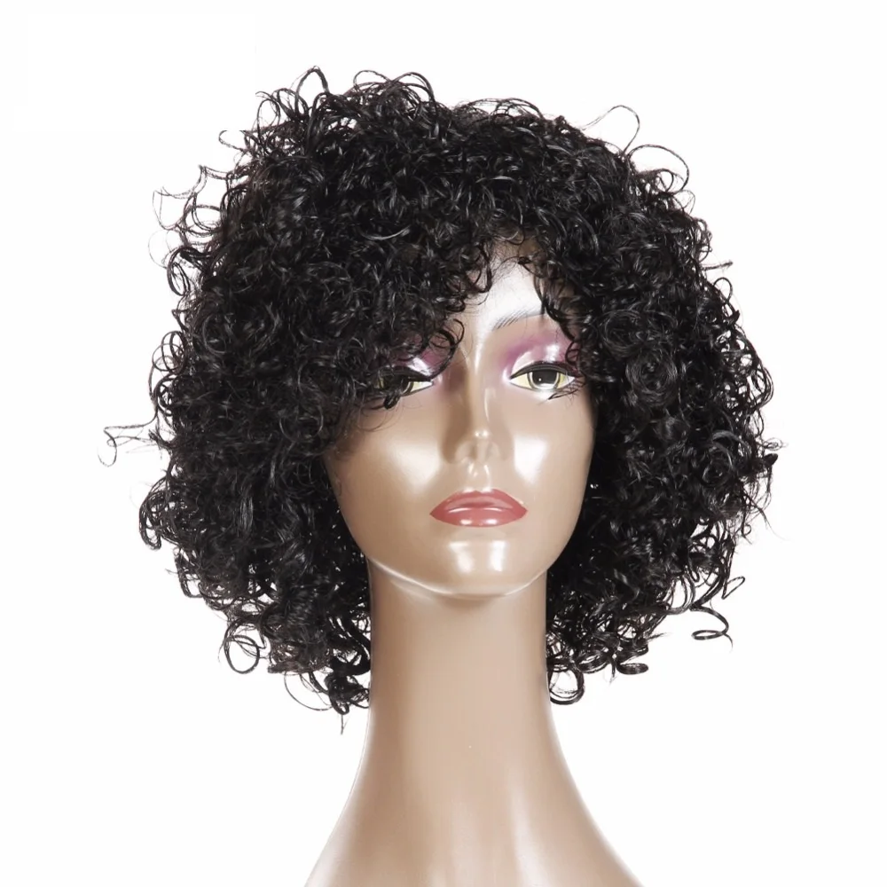

Lydia Synthetic Pixie Cut Colored Hair Short Bob Curly With Bangs Wigs For Women Ombre Black Brown Purple Jerry Curl Full Wig
