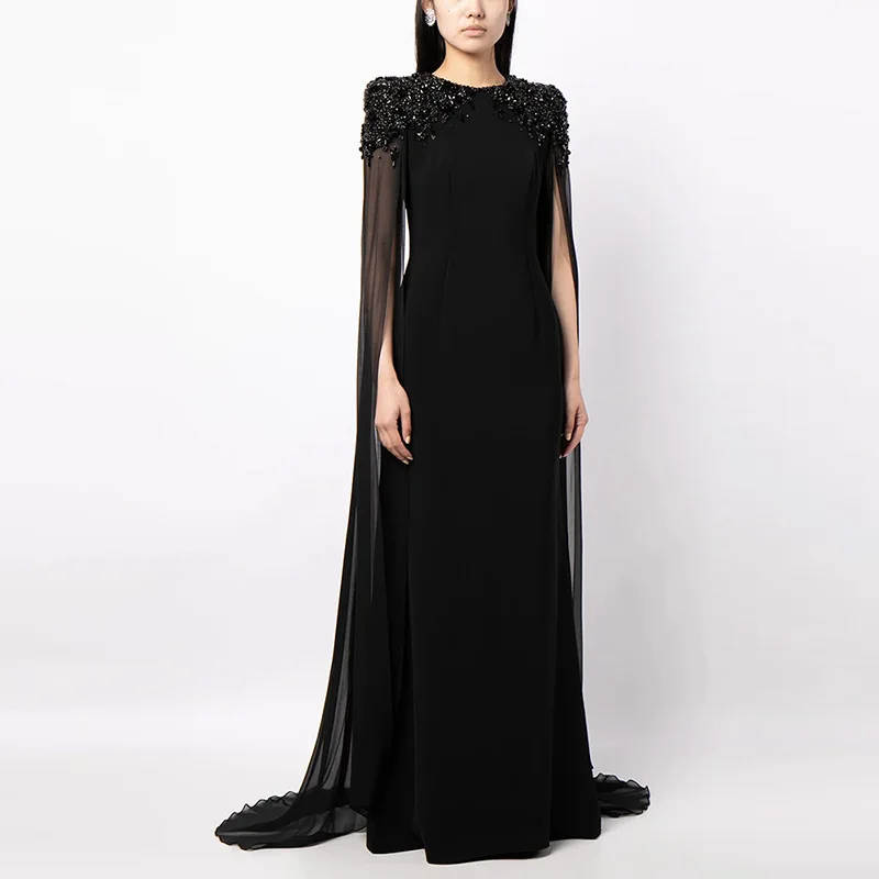 

New European and American Fashion Long Skirt Dress Heavy Industry Beads Long Dress
