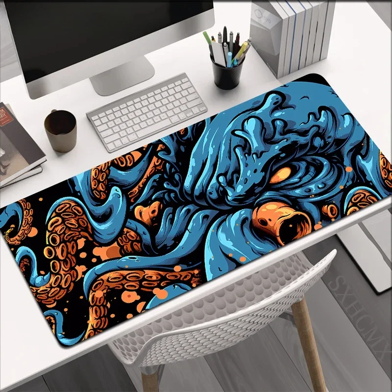 대형 마우스패드 게이머 마우스패드 키보드 매트 데스크 러그 문어 몬스터 PC HD 데스크 매트 회사 오니 마우스패드 선물용 60x30cm