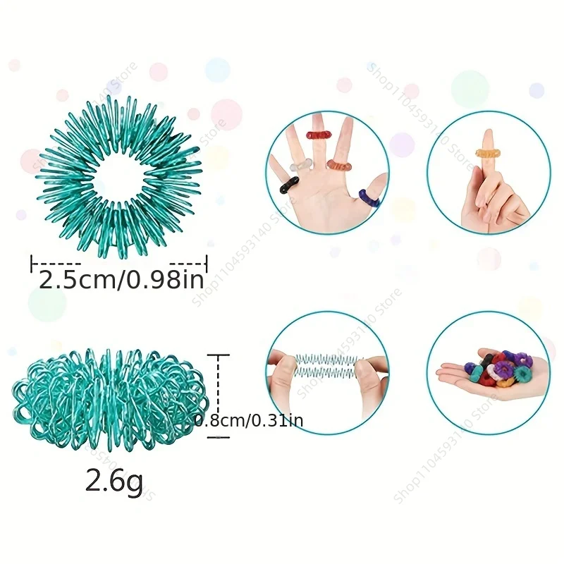 5Pcs/Pack Spiky Sensory Fidget Ring Toys for Children Adult Massager Hand Acupressure Finger Ring Toy Massage Circle Kids Gift