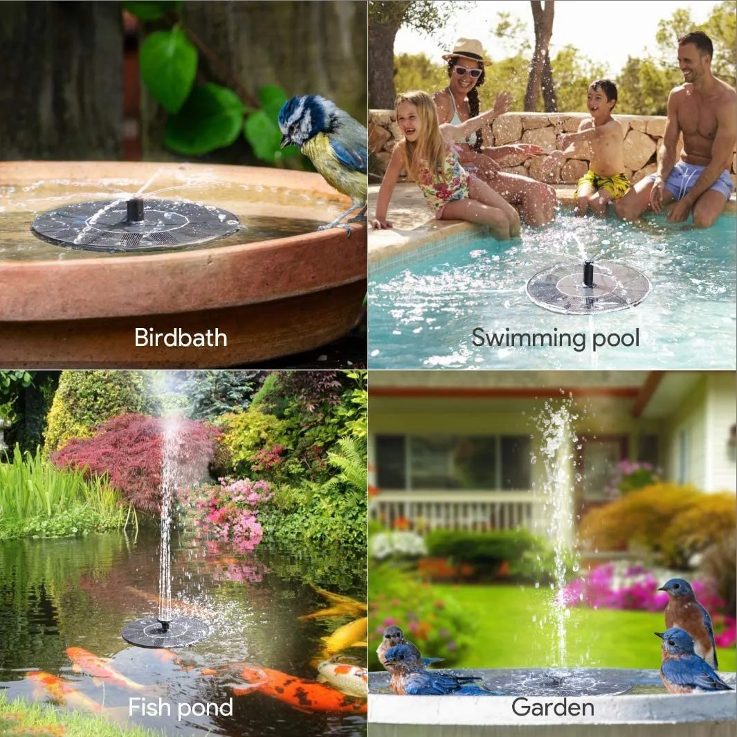 AB02 Solar Fountain Floating Solar Powered Water Fountain Pump For Bird Bath Garden Pond Pool Outdoor