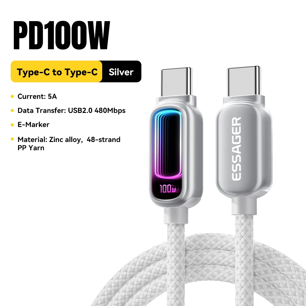 Essager 240W USB-C zu USB-C Kabel 100W PD3.1 Schnellladung für MacBook Laptop iPhone 17 16 15 Pro Max iPad Samsung Typ-C Kabel